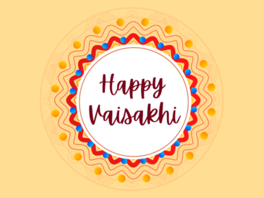 Happy Vaisakhi written in Red hand written letters with beige background