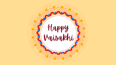 Happy Vaisakhi written in Red hand written letters with beige background