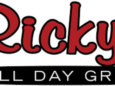 Ricky's in red All Day Grill in white with black border
