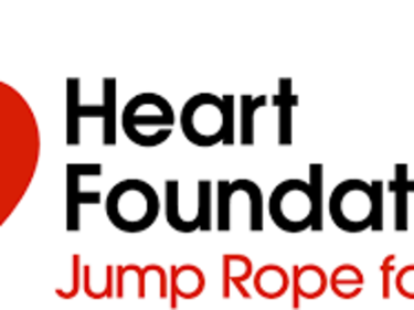 Heart Foundation: Jump Rope for Heart words with red heart