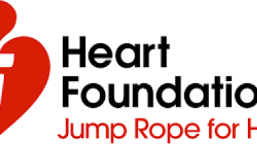 Heart Foundation: Jump Rope for Heart words with red heart
