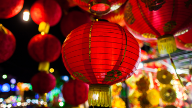 Lunar New Year - Snip of red lanterns hanging