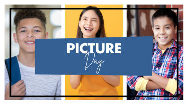 Picture Day with 3 school photos of kids with different backgrounds`