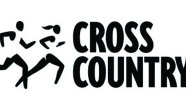 a female and male outline in black running cross country