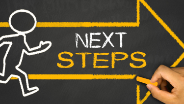 Next Steps, Ready Set Learn Next Steps - chalk child running along an error