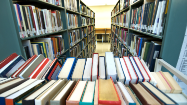 Library with view of a shelves with books on it