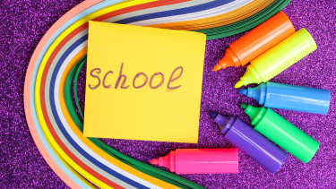 School on Sticky Note School on stickynotes with rainbow and colourful felts