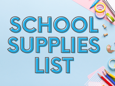 School supplies list with stationery items